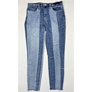 Blank NYC The Reade Crop Light Wash Patchwork Jeans Raw Hem Women’s Size 29 (J2)